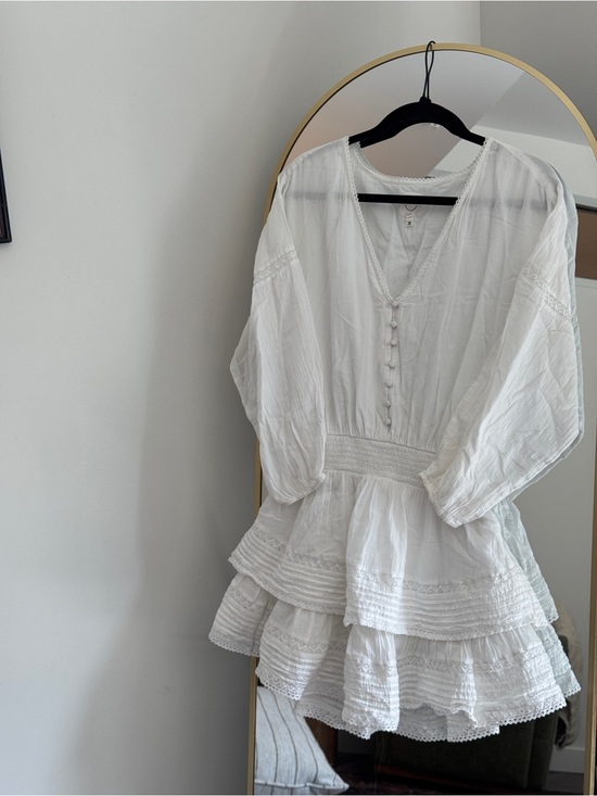 aerie Dresses & Skirts - Aerie White Quarter Sleeve Ruffle Mini Dress